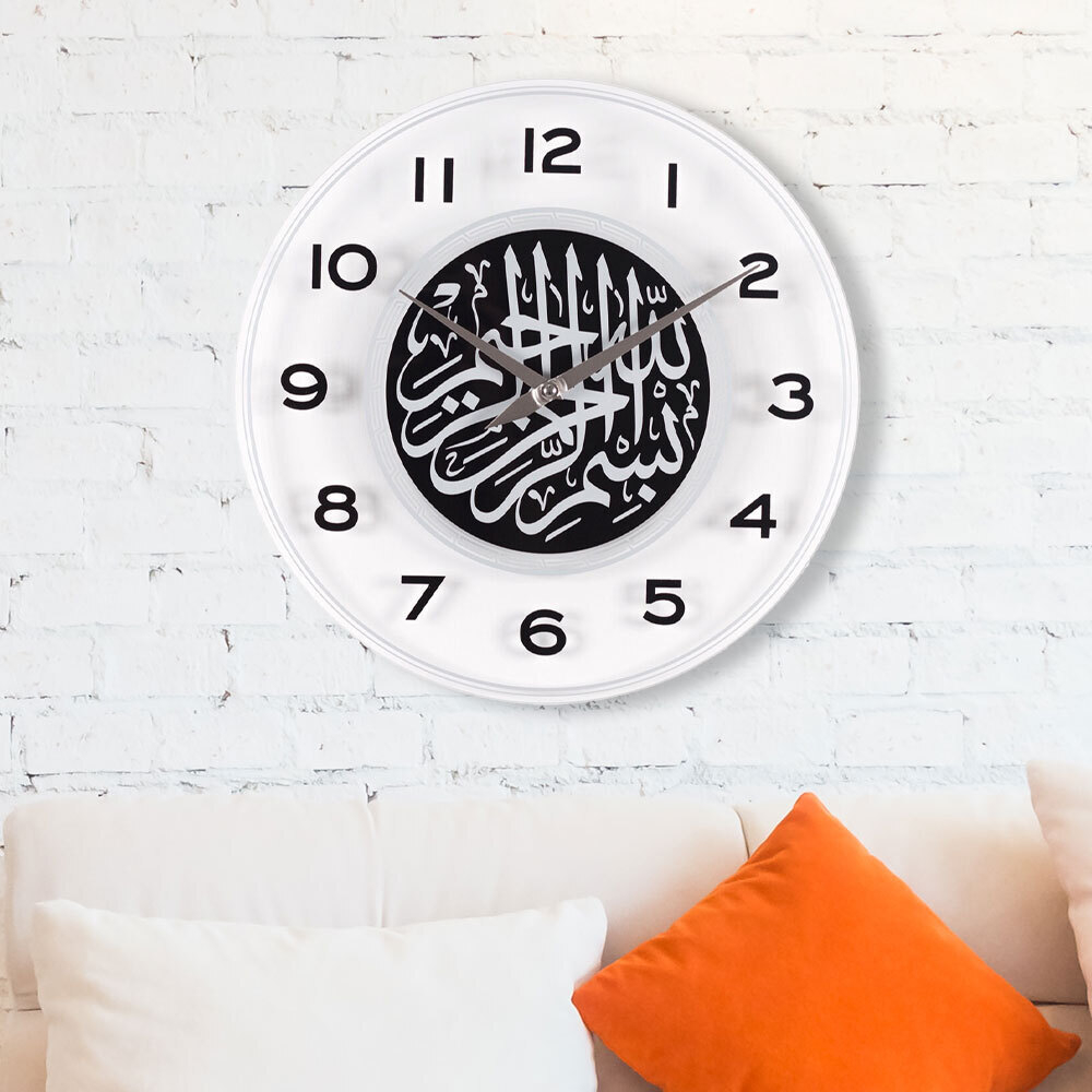 Часы настенные стеклянные d39см "Мусульманские", открытая стрелка, 4041-030