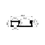 Профиль алюминиевый 44,4х12 длина 1,5 м Woodwork TR44.150