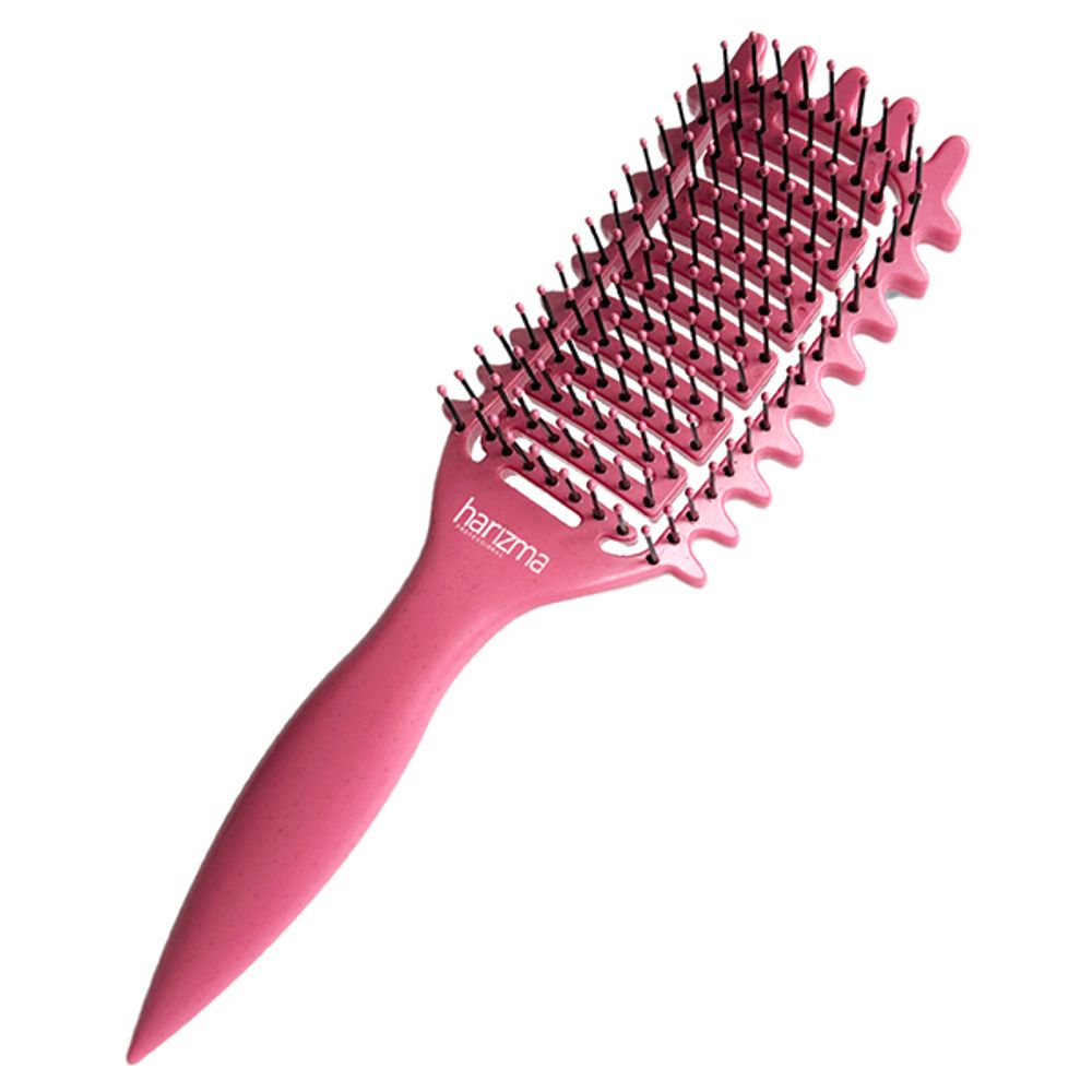 Щетка массажная Harizma Nylon, 9 рядов, розовая (h10687-06)