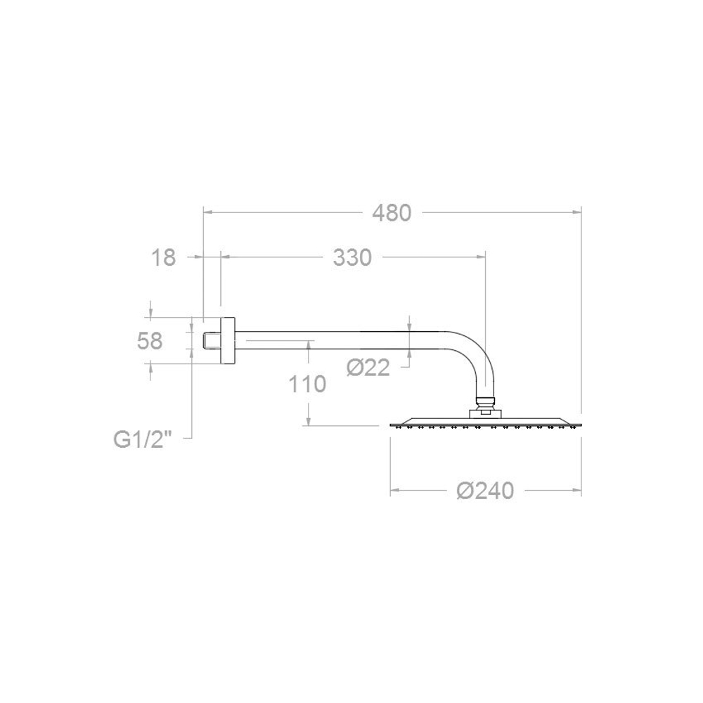 Тропический душ настенный круглый ABS BHRP240