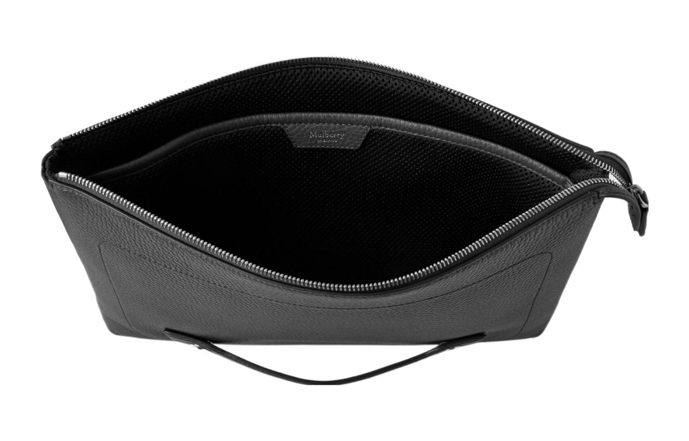 Mulberry Coarse Grain Leather Handheld Laptop Bag Men"s Black