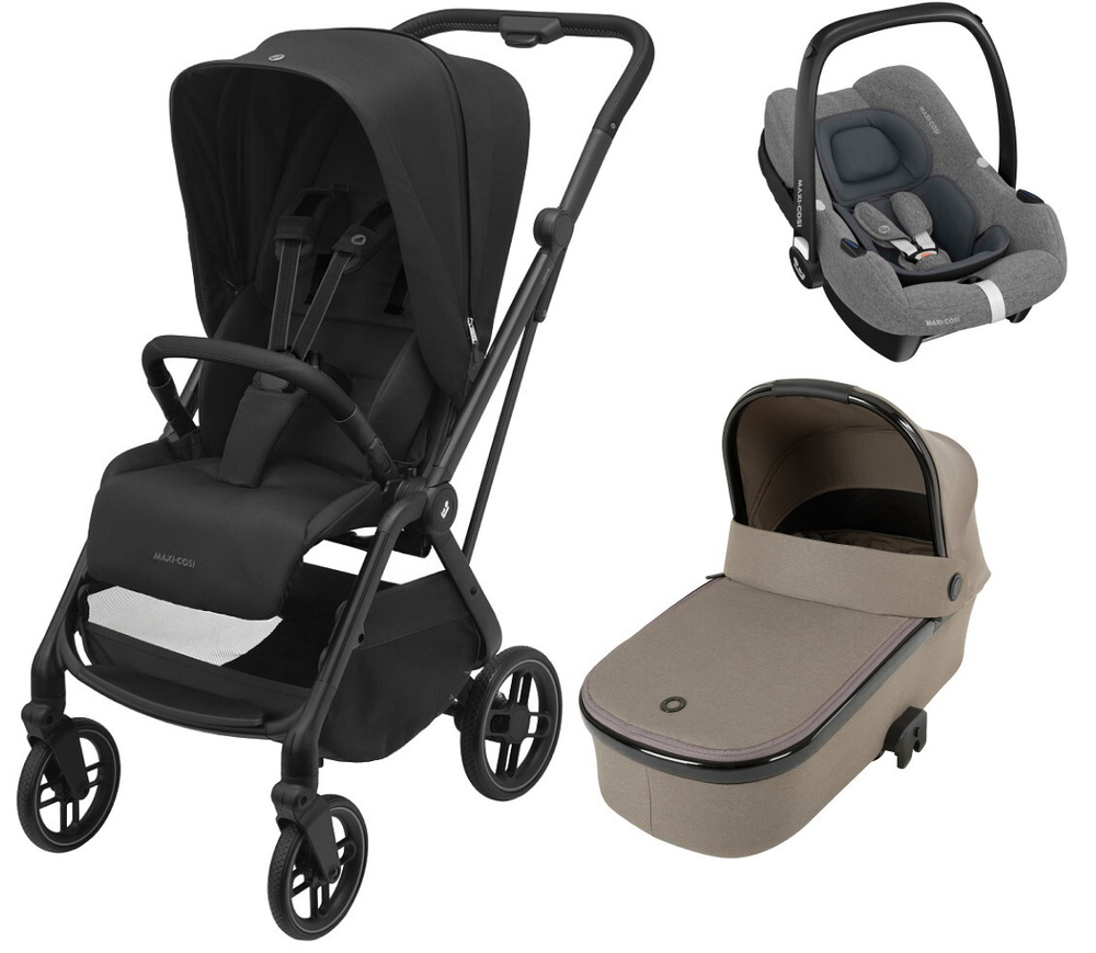 Детская коляска Maxi-Cosi Leona2 Oria 3 в 1 с автокреслом CabrioFix Select grey 1204390110 Twillic Black/1507470300 Luxe Twillic Truffle
