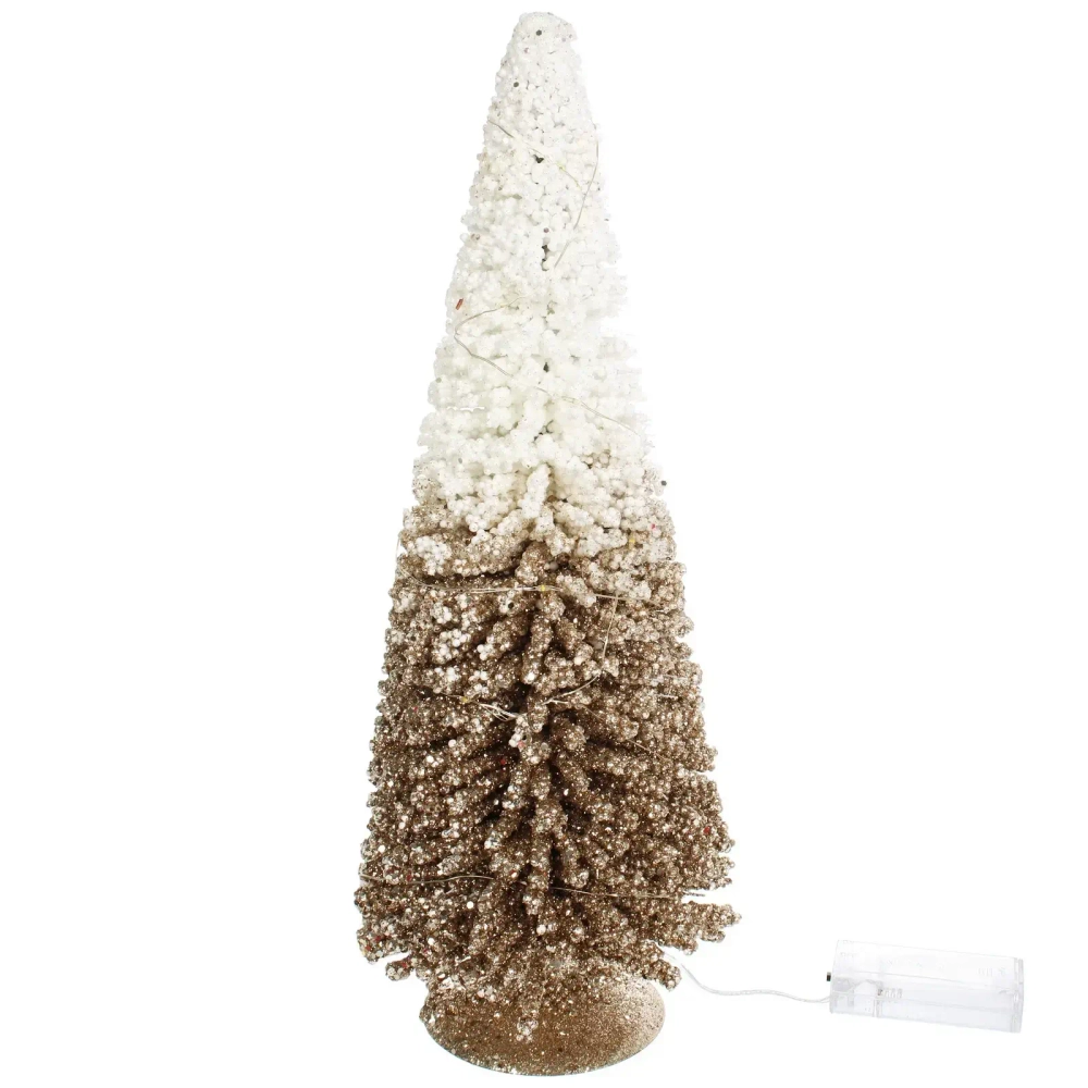 Сувенир с подсветкой «Волшебная ёлка» 15*40 см (батарейки 2 AA), Золото/Белый (свечение-теплый белый)