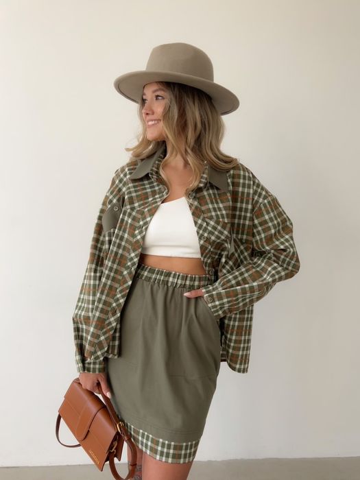 ЮБКА ЛЕМИ ХАКИ КЛЕТКА