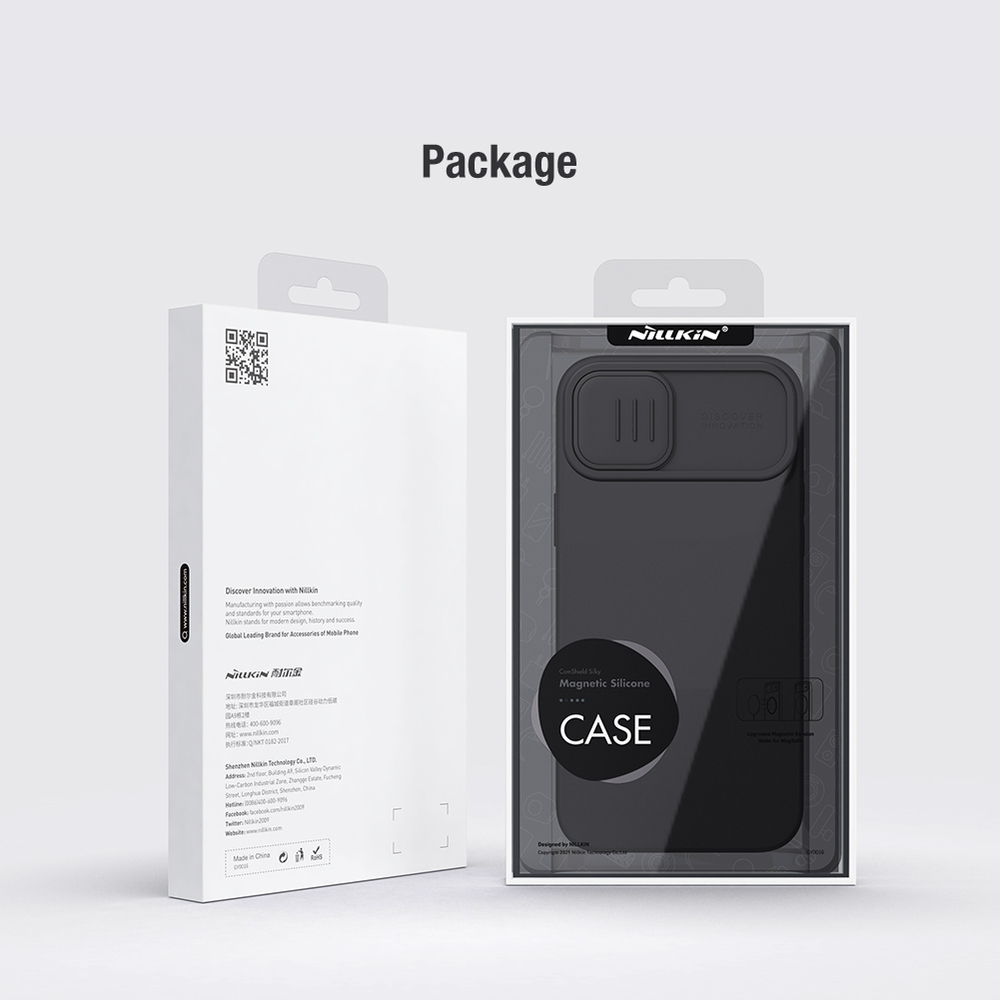 Чехол с шелковистым покрытием от Nillkin c поддержкой MagSafe для iPhone 14 и 13, серия CamShield Silky Magnetic Silicone Case