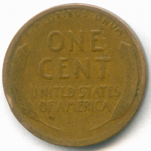 1 цент 1919 год (без знака - Philadelphia). США. Пшеничный цент. Бронза F-VF
