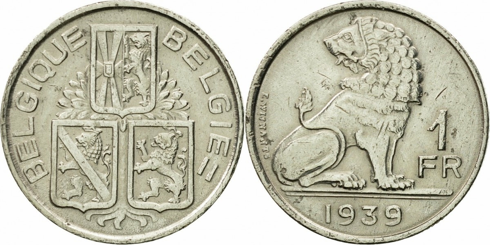 Бельгия 1 франк, 1939 BELGIQUE - BELGIE XF