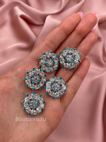 Пуговицы Стразы1 серебристо-голубые