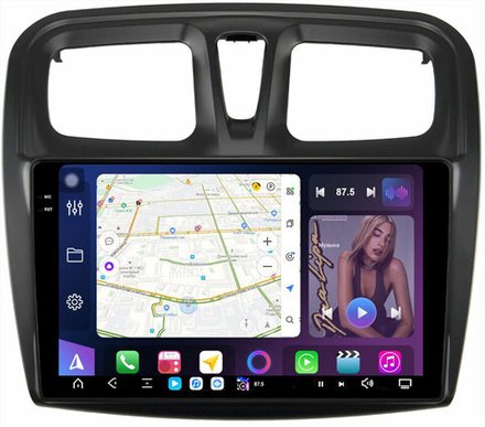 Магнитола для Renault Logan/Sandero 2 2014+ - FarCar GX3051M монитор 10.36" 2K QLED на Android 14, TS20, 6+128Гб, CarPlay, 4G SIM-слот