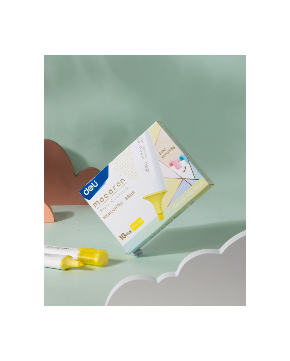 Маркер текстовыделитель DELI Macaron 1-5мм, скошенный, желтый ES621