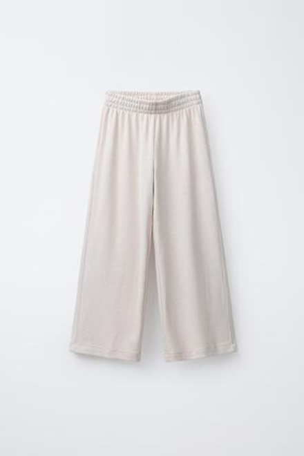 ZARA БРЮКИ WIDE LEG ИЗ МЯГКОЙ ТКАНИ, ЭКРЮ