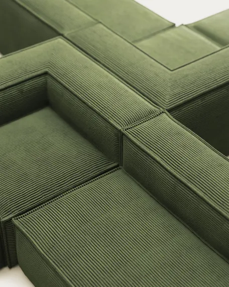 4-местный угловой диван Blok в зеленом толстом вельвете 290 x 290 см