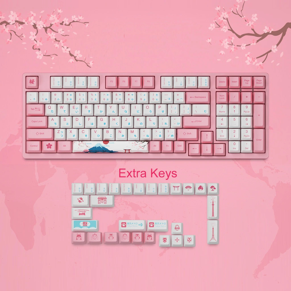 AKKO 3098B Doraemon Macaron  3 Modes RGB Hot Swap  Akko CS Jelly blue Switch,Cherry profile keycap