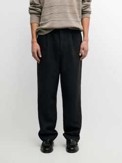 Massimo Dutti Брюки из льна с вытачками, темно-синий