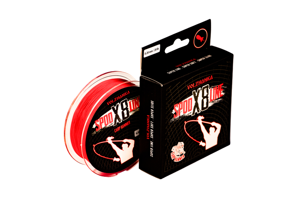 Леска плетеная Carp Hammer "Spod Line X8" 300м цв. красный