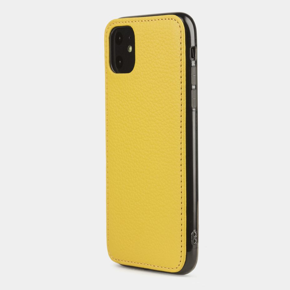 Чехол-накладка для iPhone 11 из натуральной кожи теленка, желтого цвета