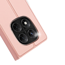 Чехол книжка из PU кожи розового цвета от Dux Ducis для Xiaomi Redmi Note 14 Pro 4G, серия Skin Pro Series Case
