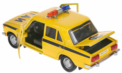 Модель  ВАЗ-2106 ЖИГУЛИ ПОЛИЦИЯ 12 см, открываются двери, багаж, свет-звук