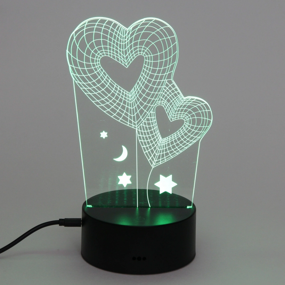Светильник ночник «3D-Любовь» на пластиковой подставке, с включателем USB
