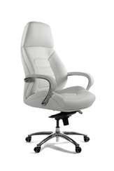 Кресло офисное Норден / Порше / Porsche / слоновая кость кожа / алюминий крестовина