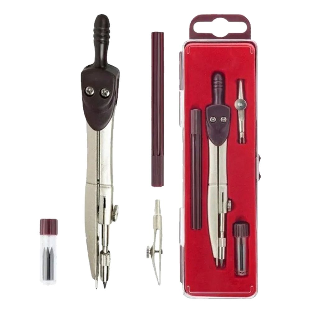 Готовальня Basir 4 предмета, циркуль с запасными частями, 13.5 см