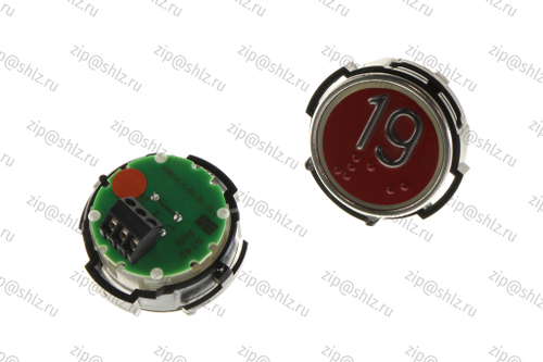 Кнопка (кнопочный модуль) RT42 RUS "19 Этаж", круглая, красная подсветка, Брайль.