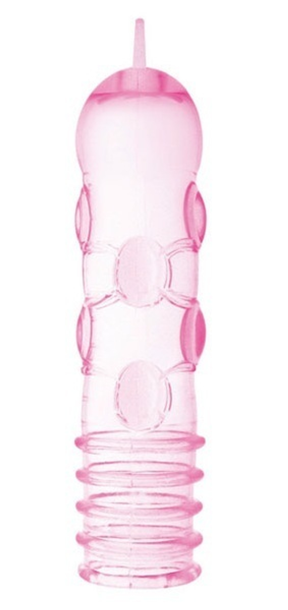 Розовая рельефная насадка на пенис или вибратор NUBS