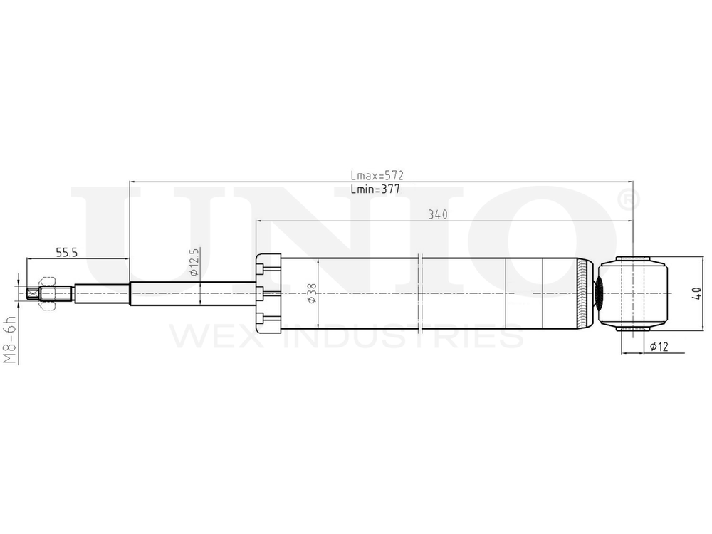 Амортизатор газовый задней подвески UNIO SAB-10491