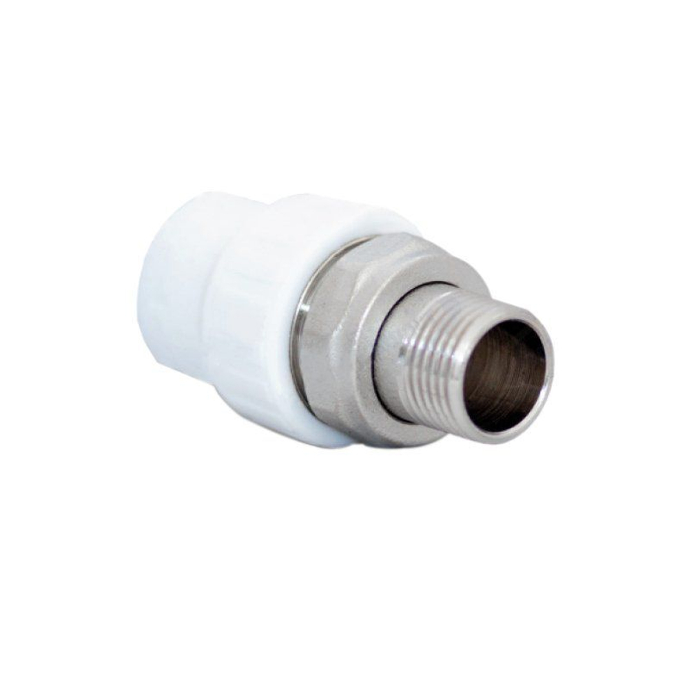 Муфта для радиатора ПП 20-3/4'' PN 25, с американкой, белая, РосТурПласт 14629