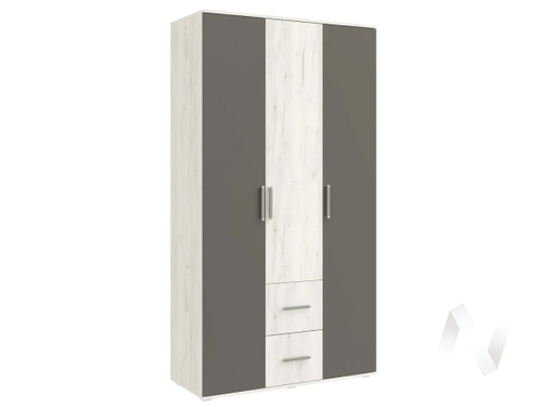 Шкаф 3-х ств (1200) без зеркала Спальня Фиеста NEW (дуб крафт белый/графит)