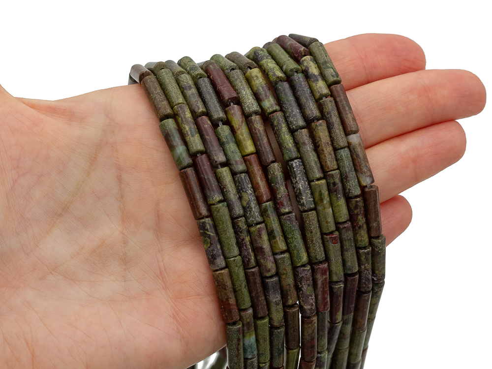 Нить бусин из яшмы, трубочки 4х13,5мм
