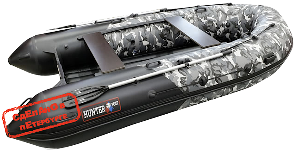 Лодка ПВХ Hunterboat Хантер Про 380Pro Серый КМФ 3802413