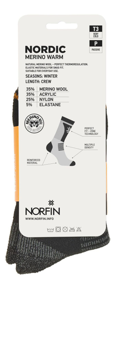Носки Norfin T3P NORDIC MERINO WARM CREW р.(42-44) L