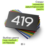 Номер на дверь 419, табличка на дверь для офиса, квартиры, кабинета, аудитории, склада, черная 120х70 мм, Айдентика Технолоджи