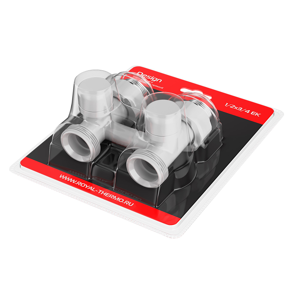 Узел нижнего подключения Royal Thermo Design прямой 1/2"х3/4" EK (белый)