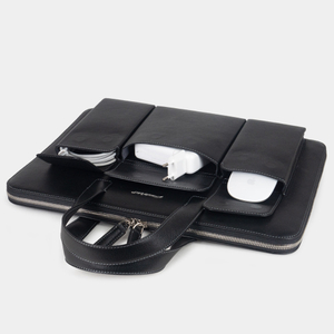 Сумка для MacBook Pro 16 - 17 Bocage с карманами из кожи теленка черного цвета