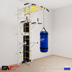 Шведская стенка Sv Sport усиленная 6621 (Турник рукоход/Брусья/Стойка/Скамья/Лестница/Цепь/Мешок 15кг)