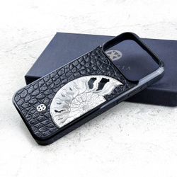 Стильный чехол iPhone с аммонитом крокодил - Euphoria HM Premium - натуральная кожа, ювелирный сплав