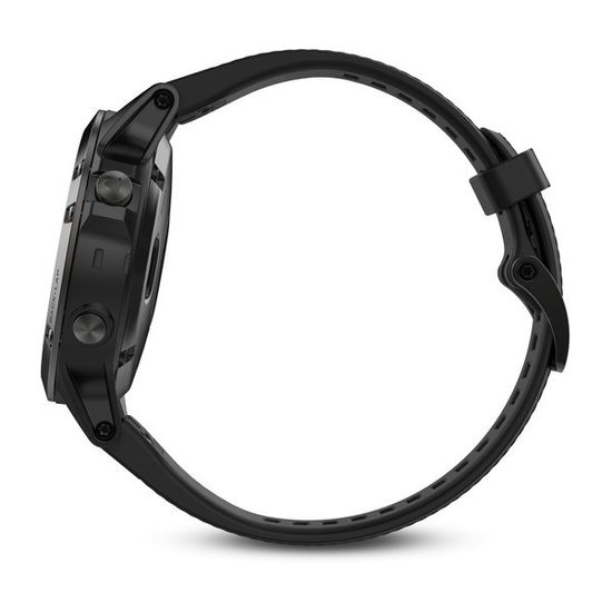 Умные мужские спортивные часы Garmin Fenix 5 Sapphire - черные с черным ремешком и и HRM-Tri 010-01688-32