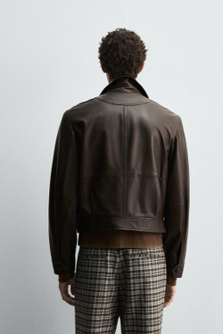 ZARA HARRY LAMBERT X DISNEY КОЖАНАЯ КУРТКА, ТЕМНО-КОРИЧНЕВЫЙ