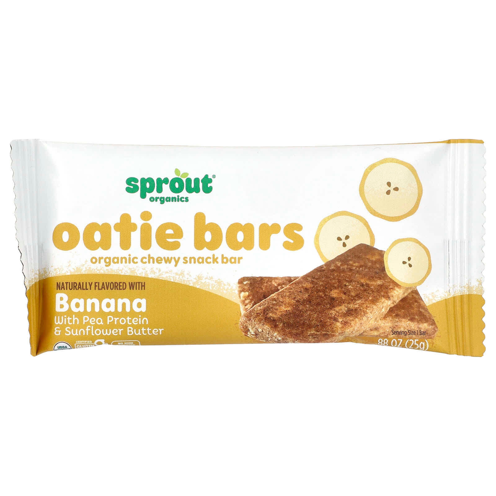 Sprout Organics, Oatie Bars, органические жевательные батончики для детей от 2 лет, с бананами, 5 батончиков, 25 г (0,88 унции)