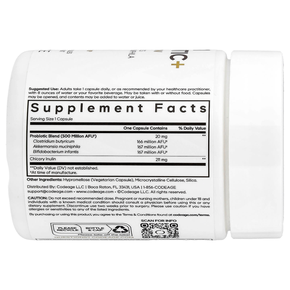 Codeage, GLP-1 Probiotic +, 90 растительных капсул