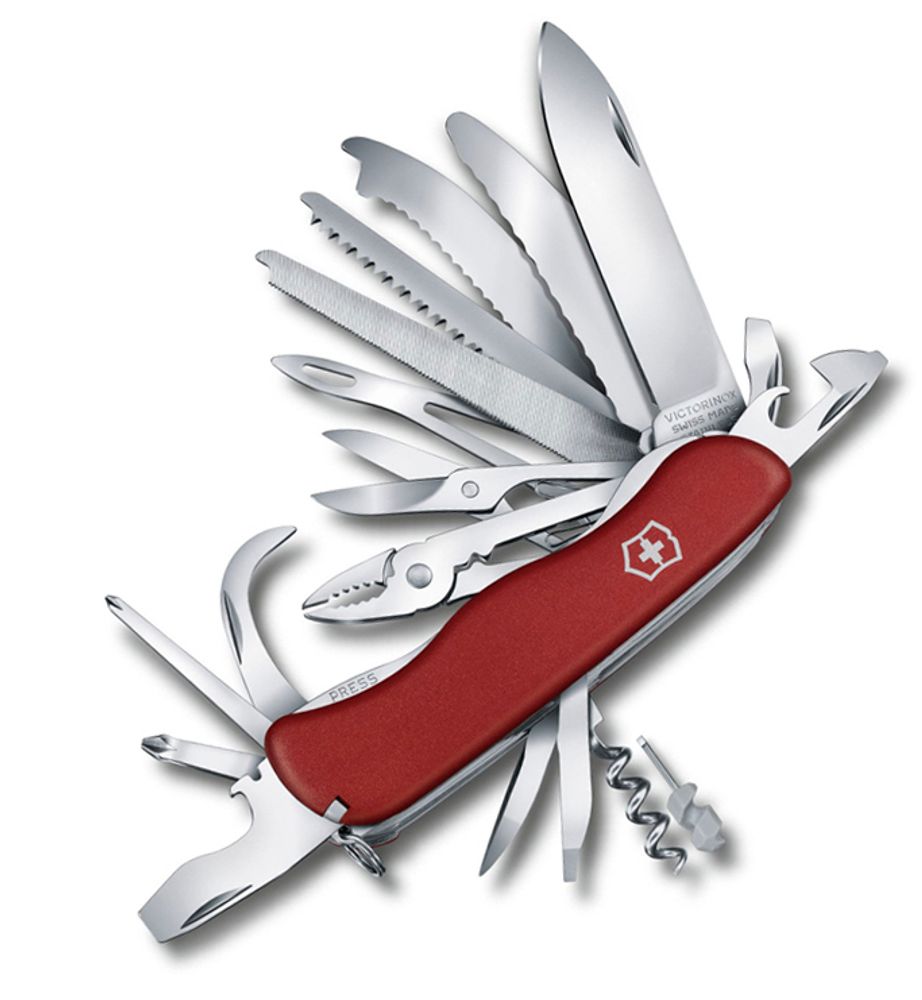 Нож Victorinox WorkChamp XL, 111 мм, 31 функция, с фиксатором лезвия, красный