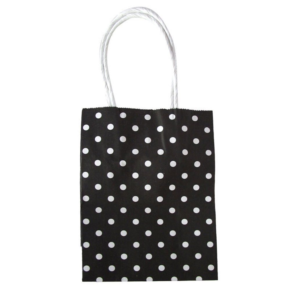 Пакет подарочный "Крафт. Горох", Белый на черном  11*6*15 см