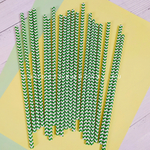 Трубочки бумажные "зелёный зигзаг"