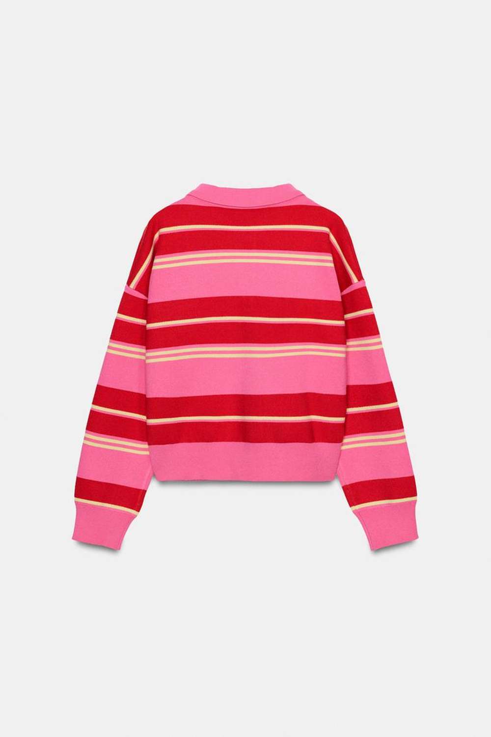 ZARA ДЖЕМПЕР С ВОРОТНИКОМ ПОЛО В ПОЛОСКУ, РАЗНОЦВЕТНЫЙ