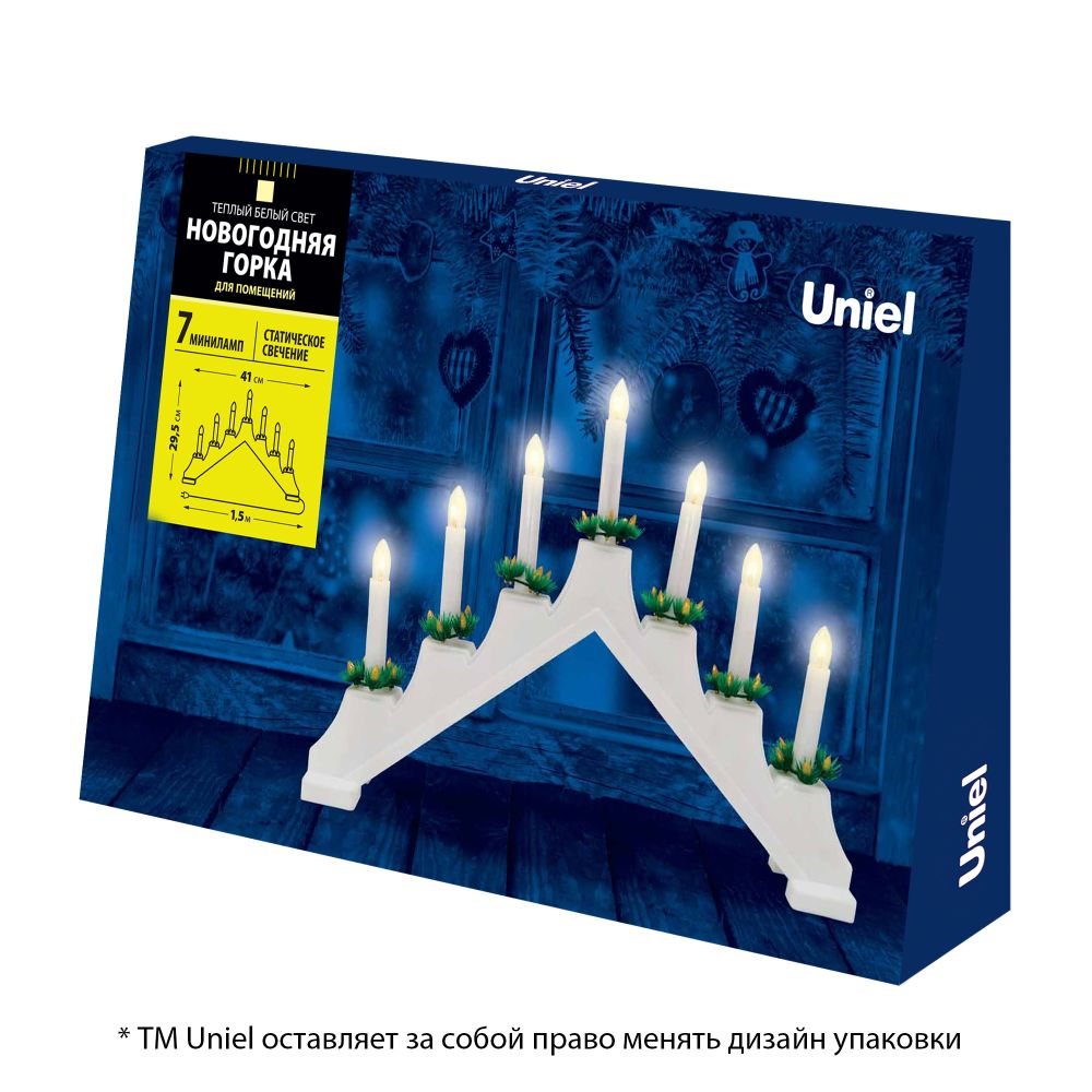 UDL-L7101-007-SWA-WW WHITE BRIDGE Фигура Новогодняя горка. 39.5х30.5см. 7 миниламп накаливания. Теплый белый свет. Корпус белый. Материал пластик. TM Uniel