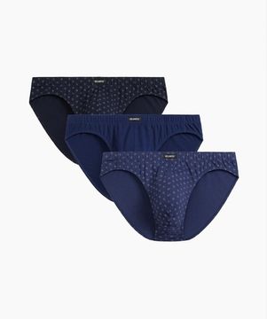 Мужские трусы (3шт) слипы спорт Atlantic 3MP-198, хлопок, темно-синий + голубой + темно-голубой