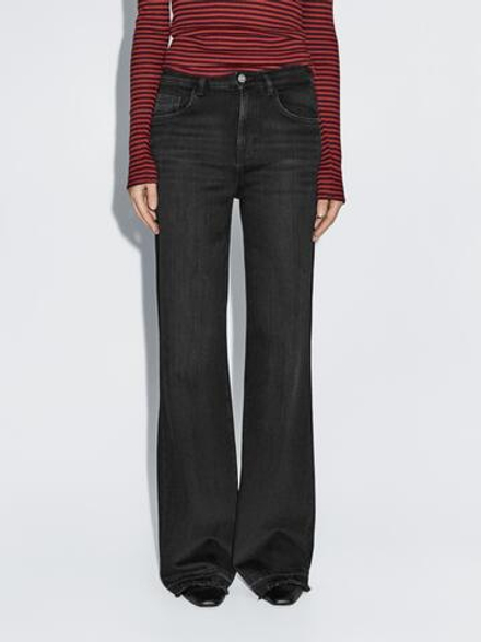 Massimo Dutti Джинсы клеш со средней посадкой, черный