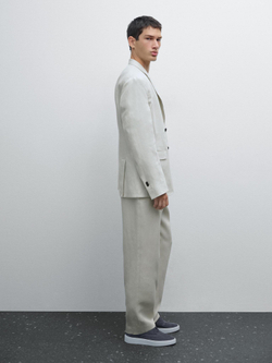 Massimo Dutti Костюмные брюки из 100% льна, светло-бежевый